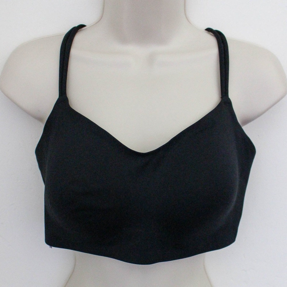 VSX Victoria's Secret Sports Bra Large Black Pullover Strappy Knotted Racerback